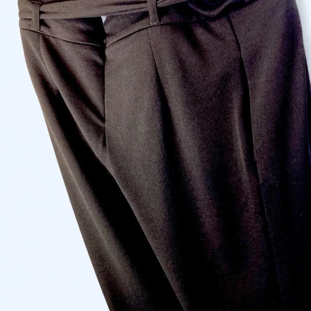 Haute Monde black trousers with drawstring waist and pleats L